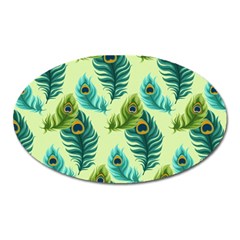 Peacock Feather Pattern Oval Magnet by Vaneshart