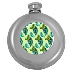 Peacock Feather Pattern Round Hip Flask (5 Oz) by Vaneshart