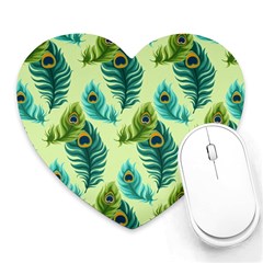 Peacock Feather Pattern Heart Mousepads by Vaneshart