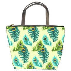 Peacock Feather Pattern Bucket Bag by Vaneshart