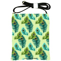 Peacock Feather Pattern Shoulder Sling Bag by Vaneshart