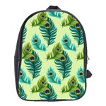 Peacock Feather Pattern School Bag (XL) Front