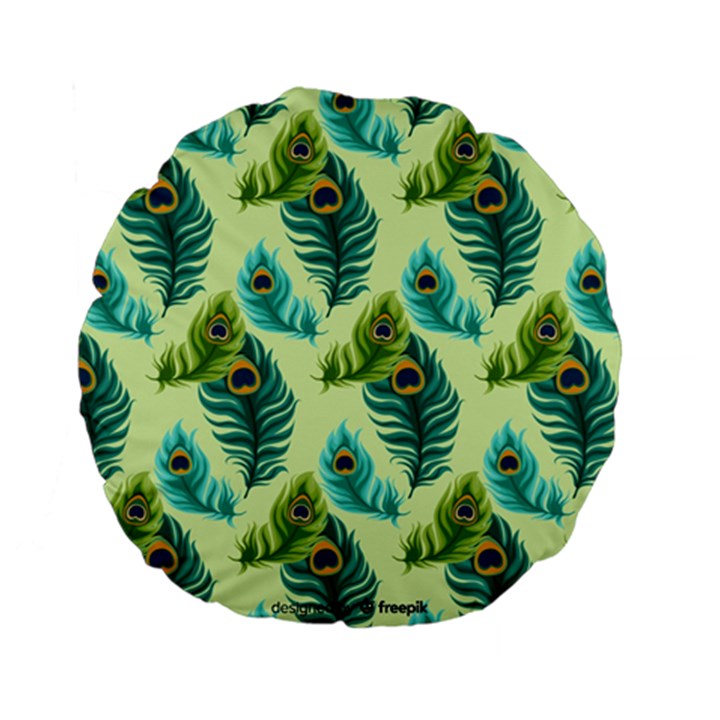 Peacock Feather Pattern Standard 15  Premium Flano Round Cushions