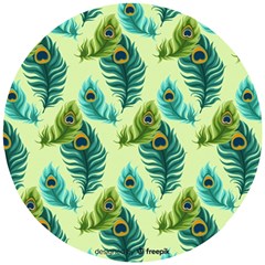 Peacock Feather Pattern Wooden Puzzle Round by Vaneshart