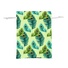 Peacock Feather Pattern Lightweight Drawstring Pouch (l)