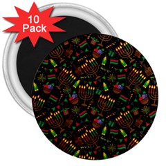 Seamless Pattern Kwanzaa With Traditional Colored Candles 3  Magnets (10 Pack)  by Vaneshart