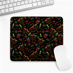 Seamless Pattern Kwanzaa With Traditional Colored Candles Large Mousepads by Vaneshart