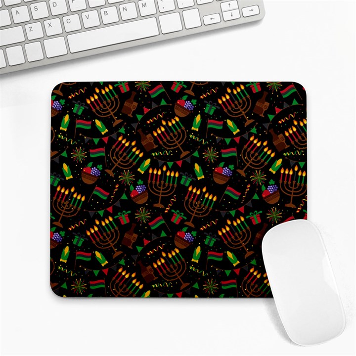 Seamless Pattern Kwanzaa With Traditional Colored Candles Large Mousepads