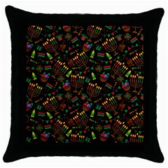 Seamless Pattern Kwanzaa With Traditional Colored Candles Throw Pillow Case (black) by Vaneshart