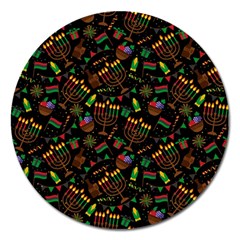 Seamless Pattern Kwanzaa With Traditional Colored Candles Magnet 5  (round) by Vaneshart