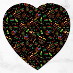 Seamless Pattern Kwanzaa With Traditional Colored Candles Jigsaw Puzzle (heart) by Vaneshart