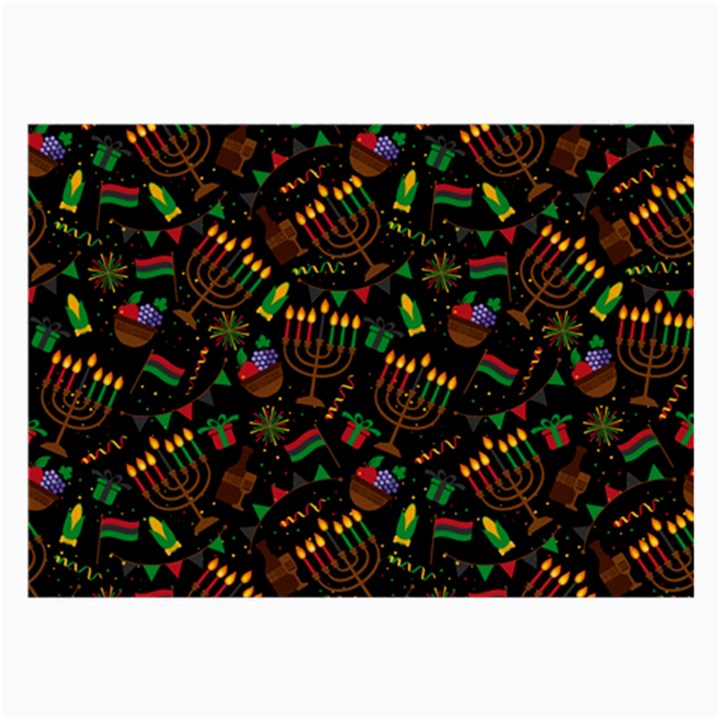 Seamless Pattern Kwanzaa With Traditional Colored Candles Large Glasses Cloth (2 Sides)