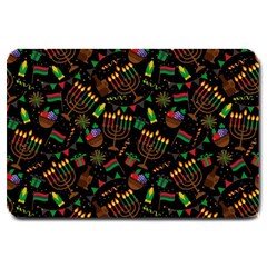 Seamless Pattern Kwanzaa With Traditional Colored Candles Large Doormat  by Vaneshart