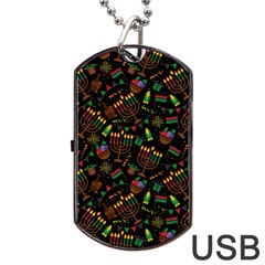 Seamless Pattern Kwanzaa With Traditional Colored Candles Dog Tag Usb Flash (one Side) by Vaneshart