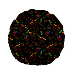 Seamless Pattern Kwanzaa With Traditional Colored Candles Standard 15  Premium Round Cushions