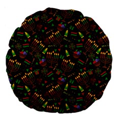 Seamless Pattern Kwanzaa With Traditional Colored Candles Large 18  Premium Flano Round Cushions by Vaneshart