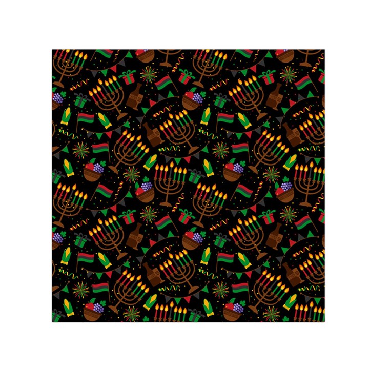 Seamless Pattern Kwanzaa With Traditional Colored Candles Small Satin Scarf (Square)