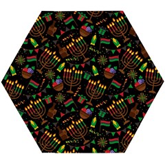 Seamless Pattern Kwanzaa With Traditional Colored Candles Wooden Puzzle Hexagon