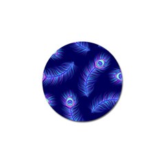 Seamless Pattern With Colorful Peacock Feathers Dark Blue Background Golf Ball Marker by Vaneshart