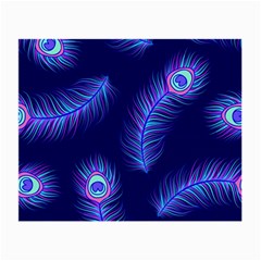 Seamless Pattern With Colorful Peacock Feathers Dark Blue Background Small Glasses Cloth by Vaneshart