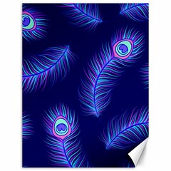 Seamless Pattern With Colorful Peacock Feathers Dark Blue Background Canvas 12  X 16 