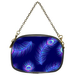 Seamless Pattern With Colorful Peacock Feathers Dark Blue Background Chain Purse (one Side) by Vaneshart