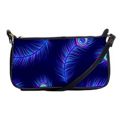 Seamless Pattern With Colorful Peacock Feathers Dark Blue Background Shoulder Clutch Bag by Vaneshart