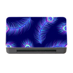 Seamless Pattern With Colorful Peacock Feathers Dark Blue Background Memory Card Reader With Cf by Vaneshart