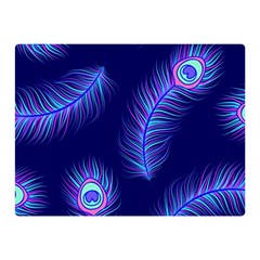 Seamless Pattern With Colorful Peacock Feathers Dark Blue Background Double Sided Flano Blanket (mini)  by Vaneshart