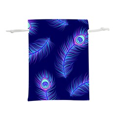 Seamless Pattern With Colorful Peacock Feathers Dark Blue Background Lightweight Drawstring Pouch (s)