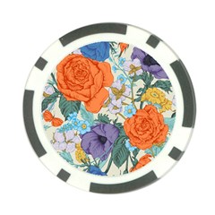 Vintage Floral Vector Seamless Pattern With Roses Poker Chip Card Guard (10 Pack)