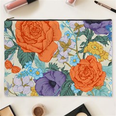 Vintage Floral Vector Seamless Pattern With Roses Cosmetic Bag (xxxl) by Vaneshart