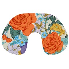 Vintage Floral Vector Seamless Pattern With Roses Travel Neck Pillow by Vaneshart