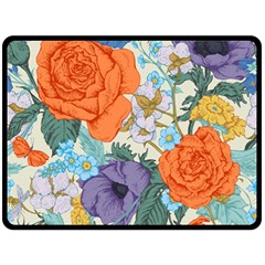 Vintage Floral Vector Seamless Pattern With Roses Double Sided Fleece Blanket (large)  by Vaneshart