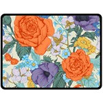 Vintage Floral Vector Seamless Pattern With Roses Double Sided Fleece Blanket (Large)  80 x60  Blanket Back