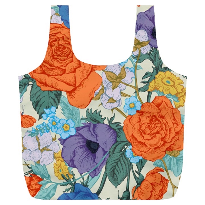 Vintage Floral Vector Seamless Pattern With Roses Full Print Recycle Bag (XL)