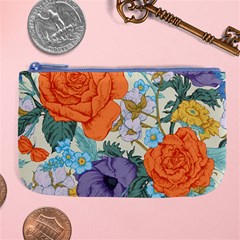 Vintage Floral Vector Seamless Pattern With Roses Large Coin Purse by Vaneshart