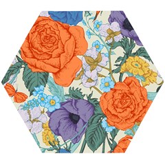 Vintage Floral Vector Seamless Pattern With Roses Wooden Puzzle Hexagon by Vaneshart