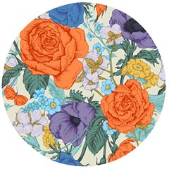 Vintage Floral Vector Seamless Pattern With Roses Wooden Bottle Opener (round)