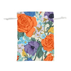 Vintage Floral Vector Seamless Pattern With Roses Lightweight Drawstring Pouch (l)