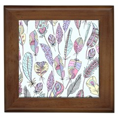 Vector Illustration Seamless Multicolored Pattern Feathers Birds Framed Tile by Vaneshart