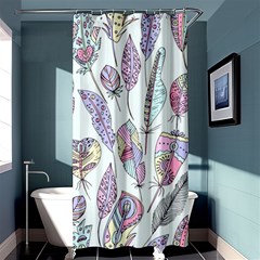 Vector Illustration Seamless Multicolored Pattern Feathers Birds Shower Curtain 36  X 72  (stall)  by Vaneshart