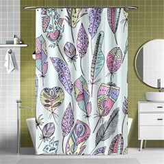 Vector Illustration Seamless Multicolored Pattern Feathers Birds Shower Curtain 48  X 72  (small)  by Vaneshart