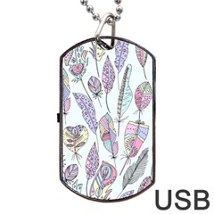 Vector Illustration Seamless Multicolored Pattern Feathers Birds Dog Tag Usb Flash (one Side) by Vaneshart