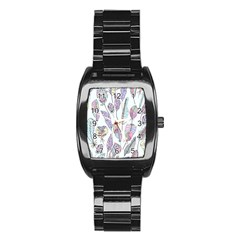 Vector Illustration Seamless Multicolored Pattern Feathers Birds Stainless Steel Barrel Watch by Vaneshart