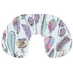 Vector Illustration Seamless Multicolored Pattern Feathers Birds Travel Neck Pillow by Vaneshart