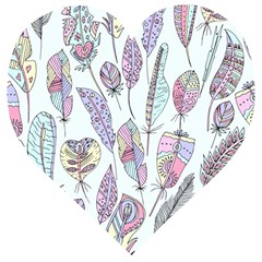 Vector Illustration Seamless Multicolored Pattern Feathers Birds Wooden Puzzle Heart by Vaneshart