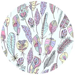 Vector Illustration Seamless Multicolored Pattern Feathers Birds Wooden Bottle Opener (round) by Vaneshart