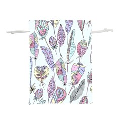 Vector Illustration Seamless Multicolored Pattern Feathers Birds Lightweight Drawstring Pouch (m)