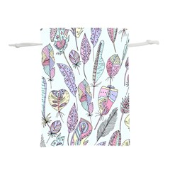 Vector Illustration Seamless Multicolored Pattern Feathers Birds Lightweight Drawstring Pouch (l)